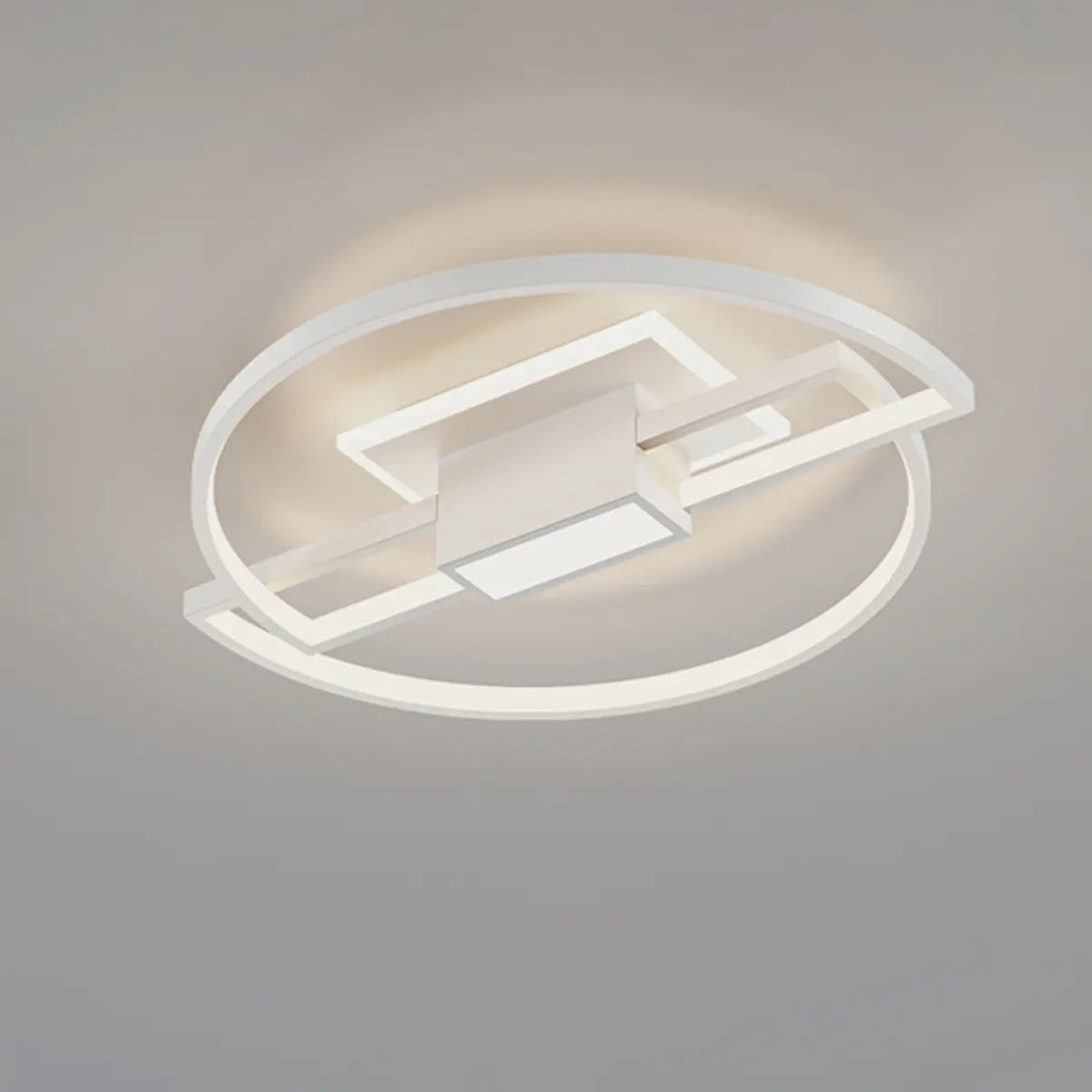 White Rectangular LED Flush Mount Ceiling Light 4-Light Image - 6