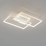 White Rectangular LED Flush Mount Ceiling Light 4-Light Image - 7