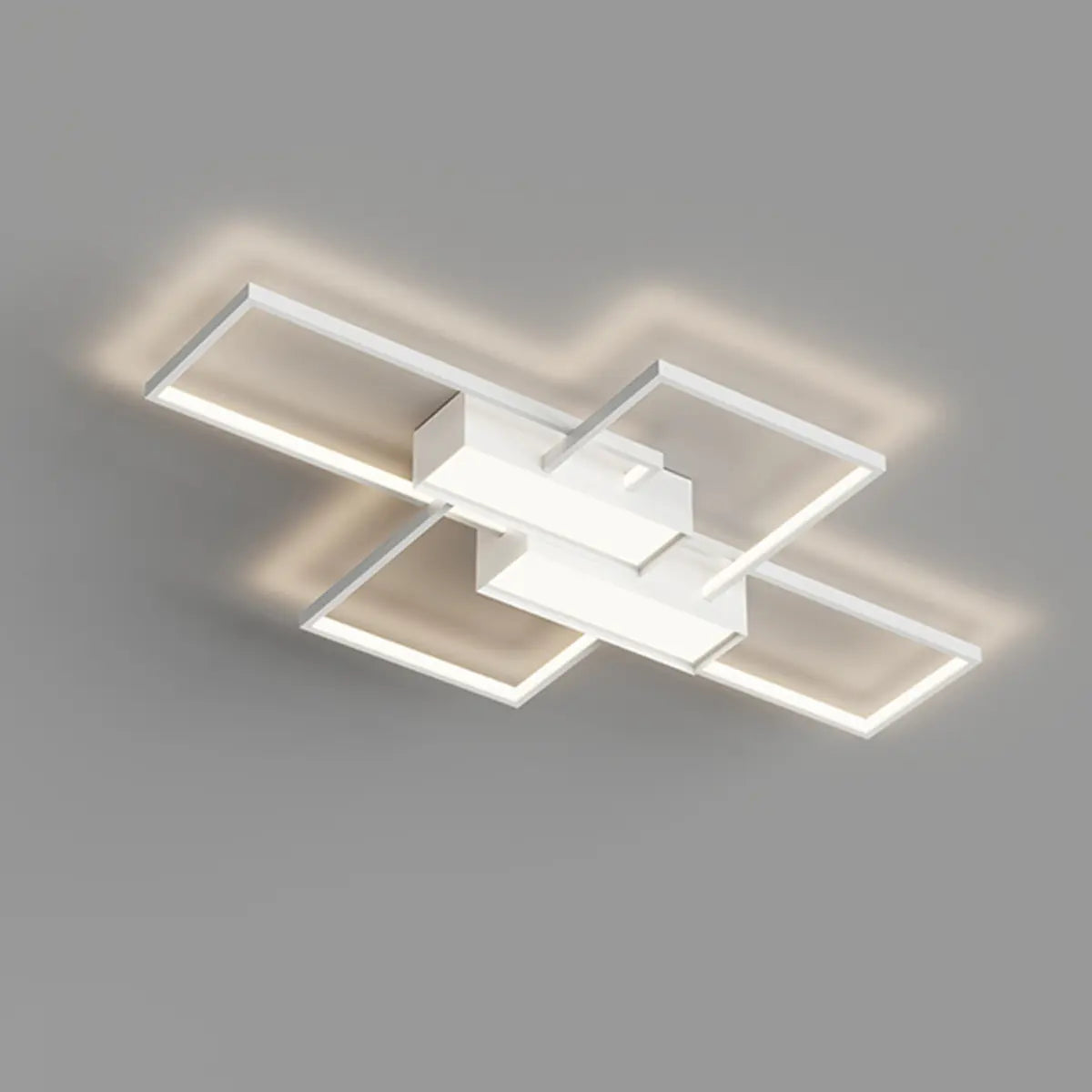 White Rectangular LED Flush Mount Ceiling Light 4-Light Image - 8