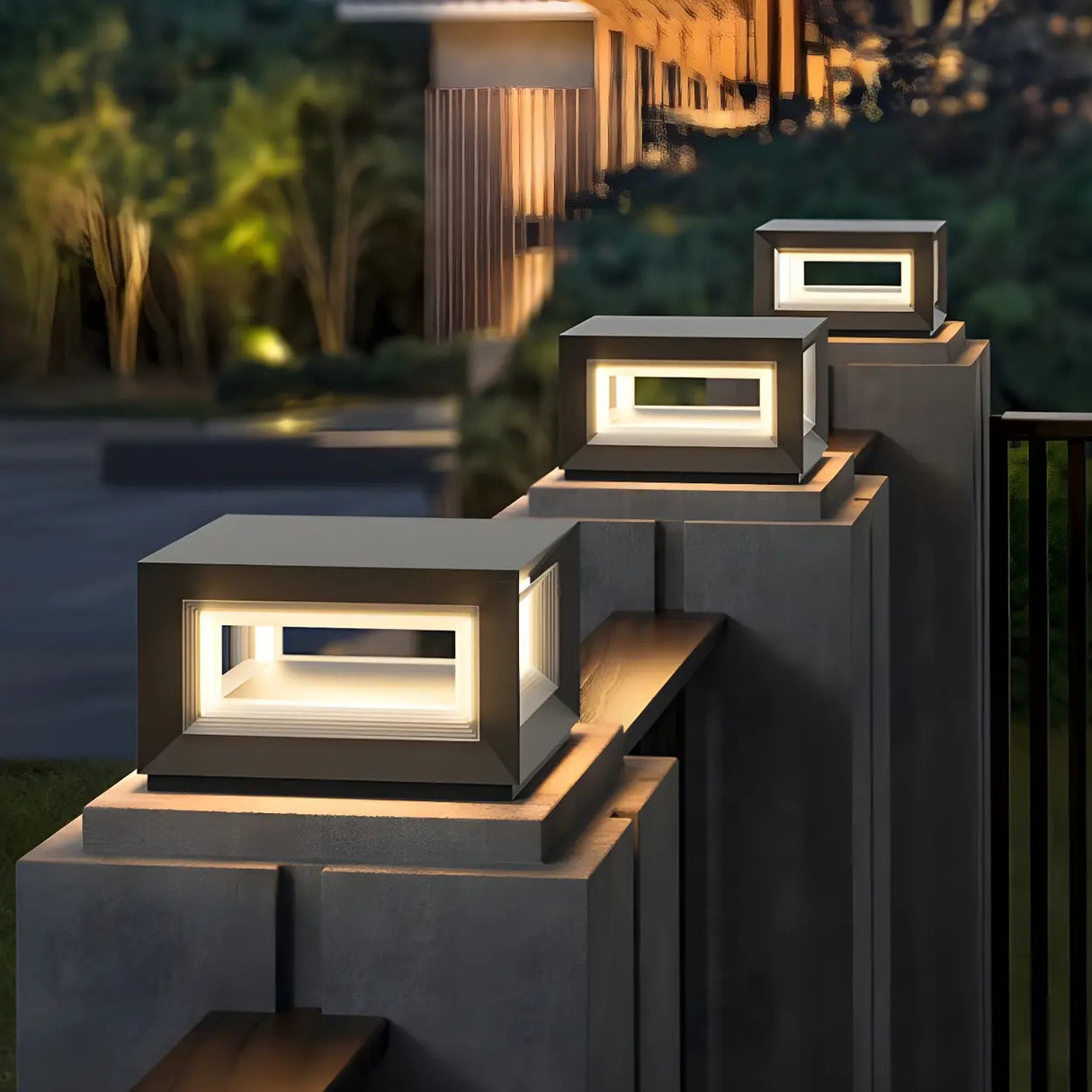 Modern Rectangular Aluminum Frame Outdoor LED Lamp Image - 12