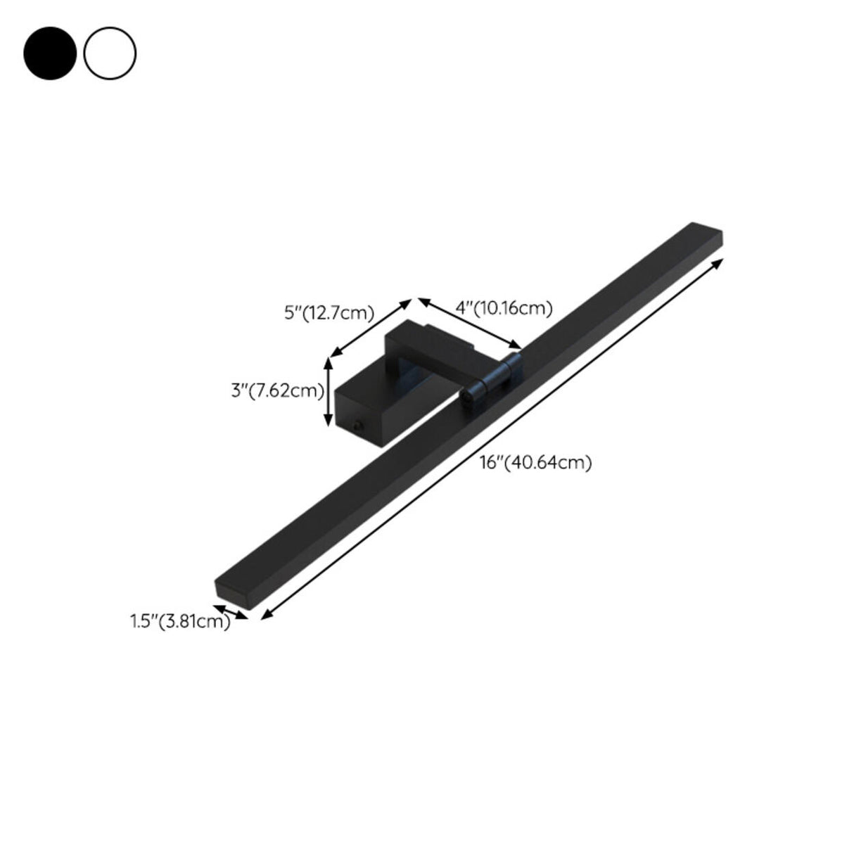 Modern Rectangular Black LED Bathroom Vanity Light 