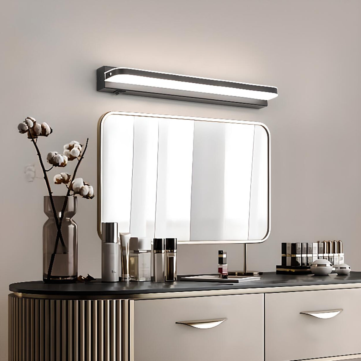 Modern Rectangular Black LED Vanity Wall Light Image - 8