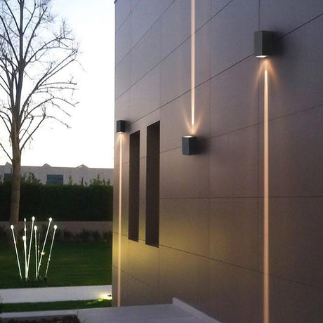 Modern Rectangular Black Outdoor Up Down Wall Light Image - 1