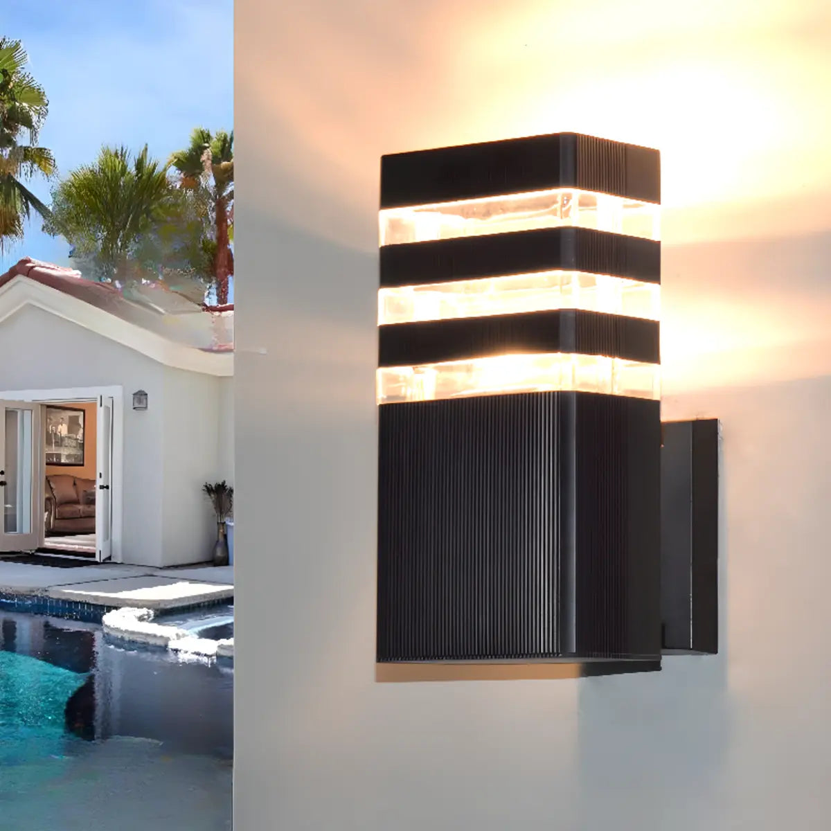 Modern Rectangular Black Outdoor Wall Light Image - 1