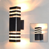 Modern Rectangular Black Outdoor Wall Light Image - 12