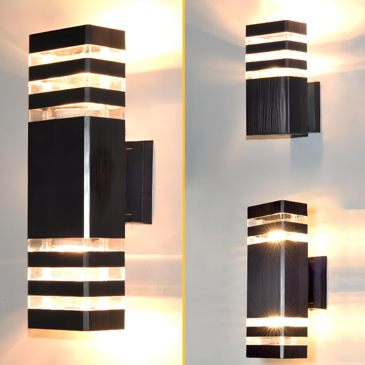 Modern Rectangular Black Outdoor Wall Light Image - 13