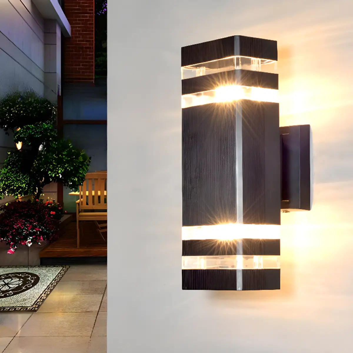 Modern Rectangular Black Outdoor Wall Light Image - 2