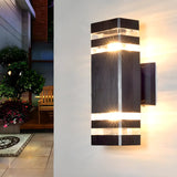 Modern Rectangular Black Outdoor Wall Light Image - 2