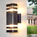 Modern Rectangular Black Outdoor Wall Light Image - 3