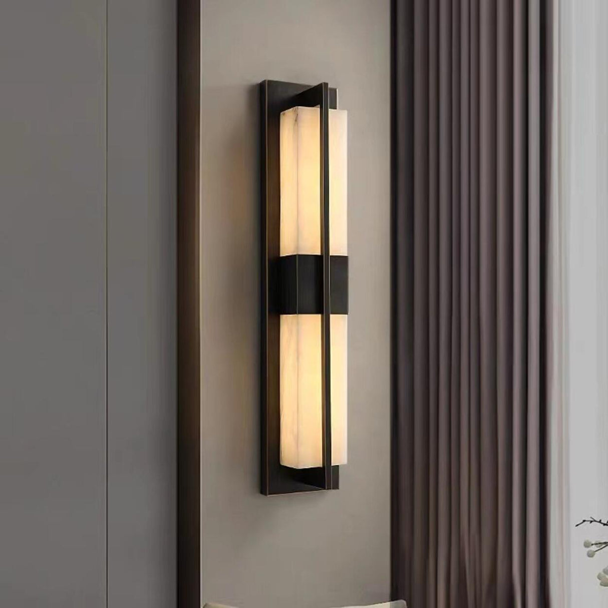 Modern Rectangular Black Vertical Wall Sconce  Image - 1