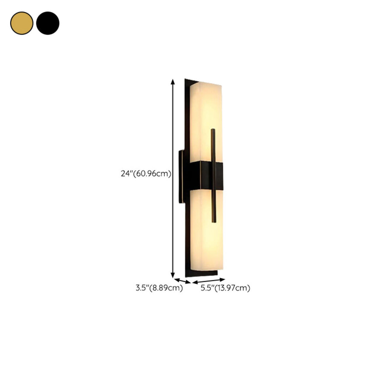 Modern Rectangular Black Vertical Wall Sconce  