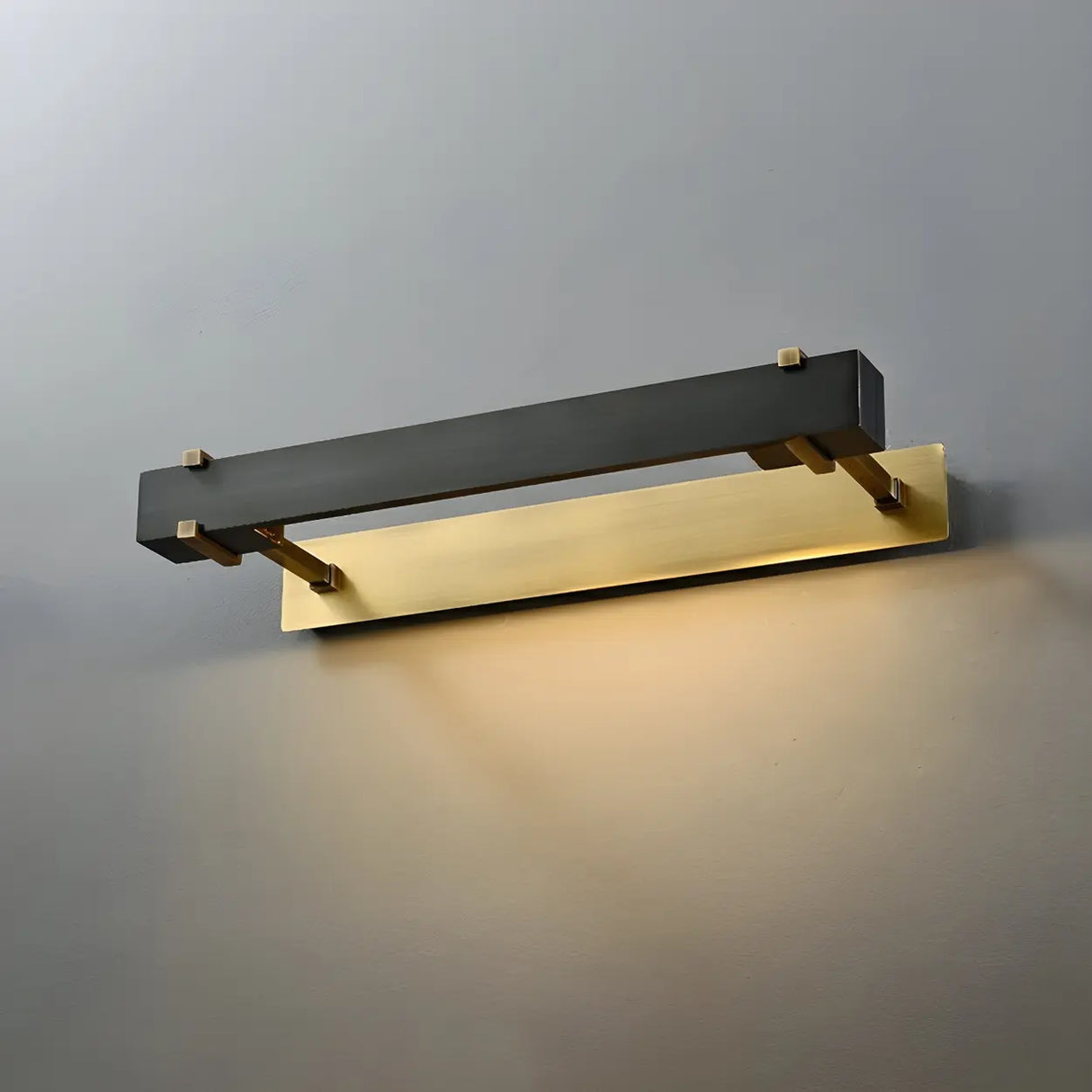 Modern Rectangular Brass Black Finish Vanity Light Image - 3