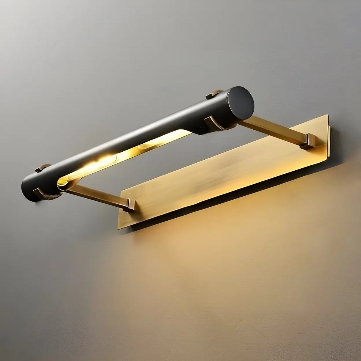 Modern Rectangular Brass Black Finish Vanity Light Image - 6