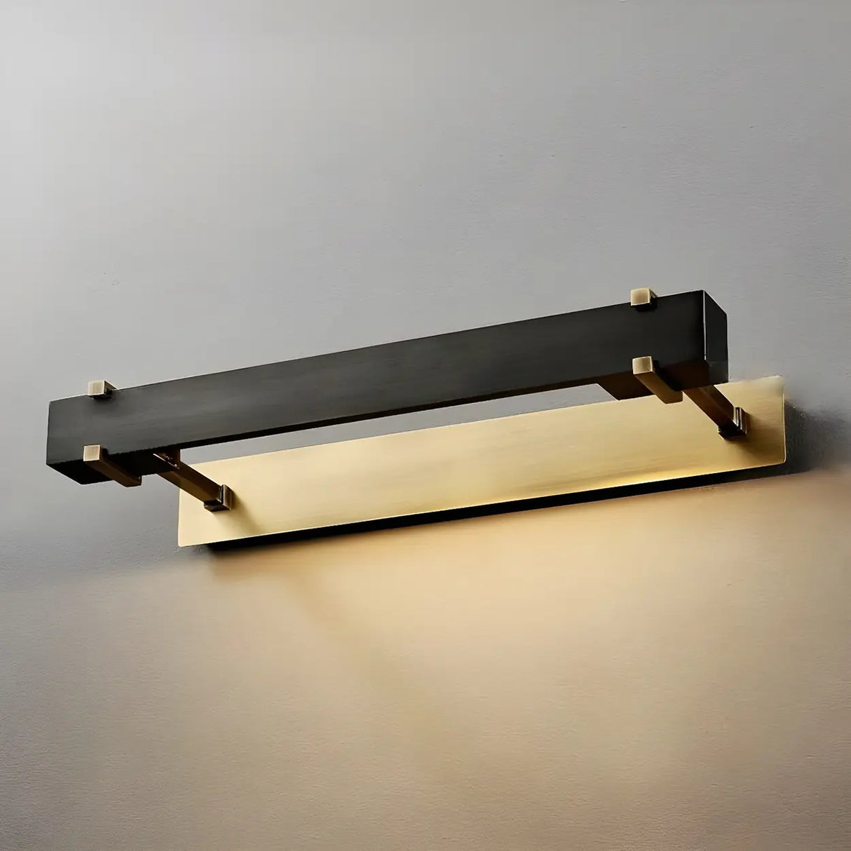 Modern Rectangular Brass Black Finish Vanity Light Image - 8