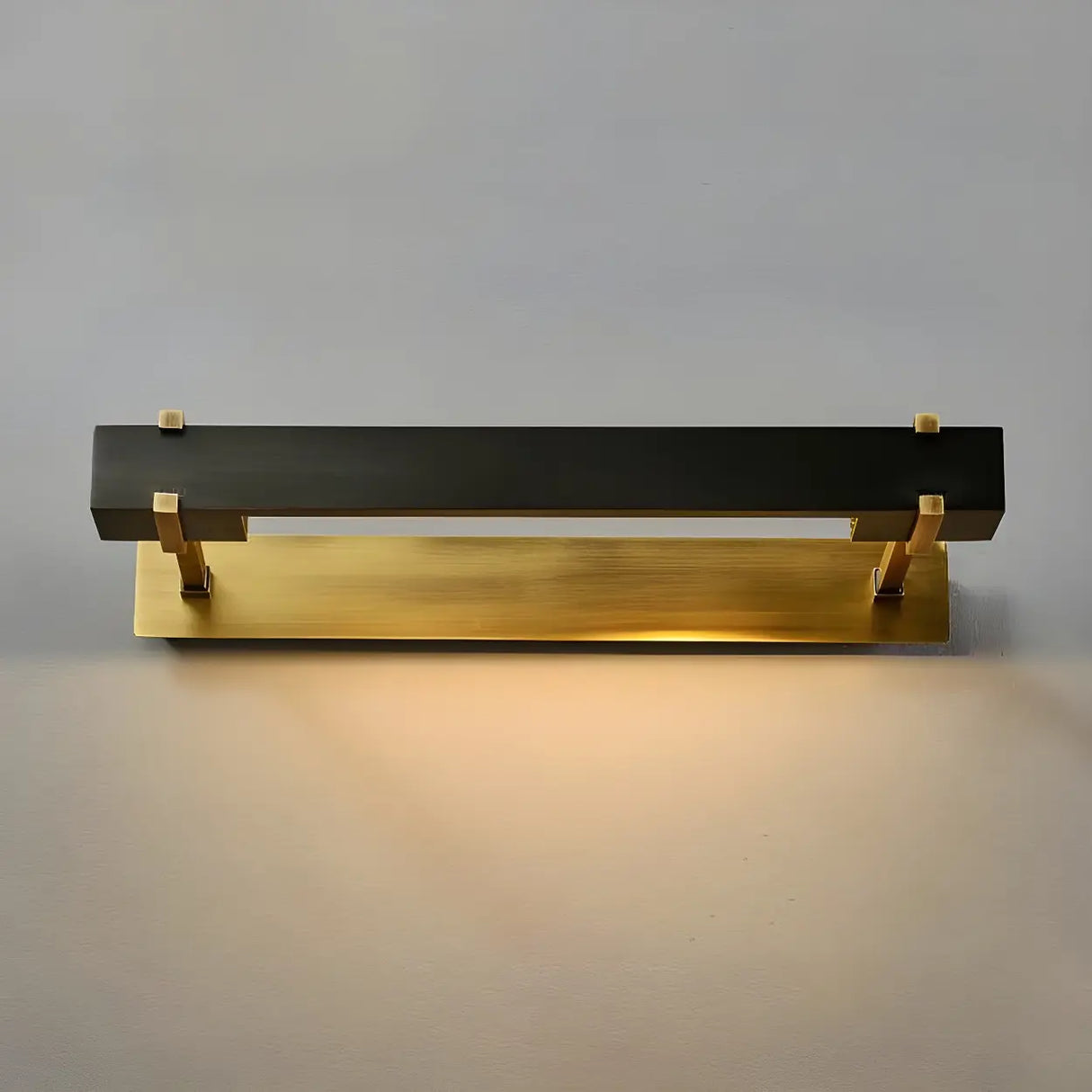 Modern Rectangular Brass Black Finish Vanity Light Image - 9