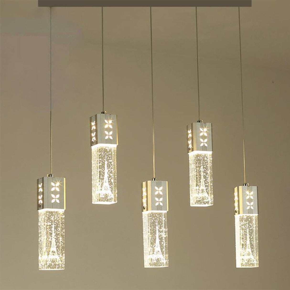 Modern Rectangular Bubble Glass Island Ceiling Light Image - 11