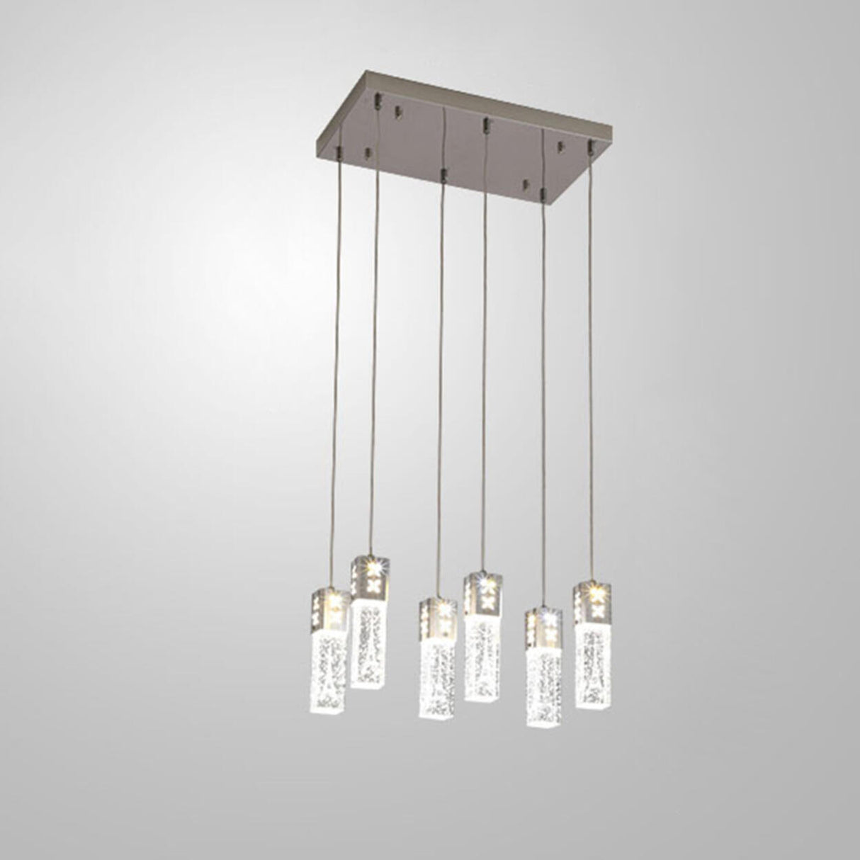 Modern Rectangular Bubble Glass Island Ceiling Light Image - 18