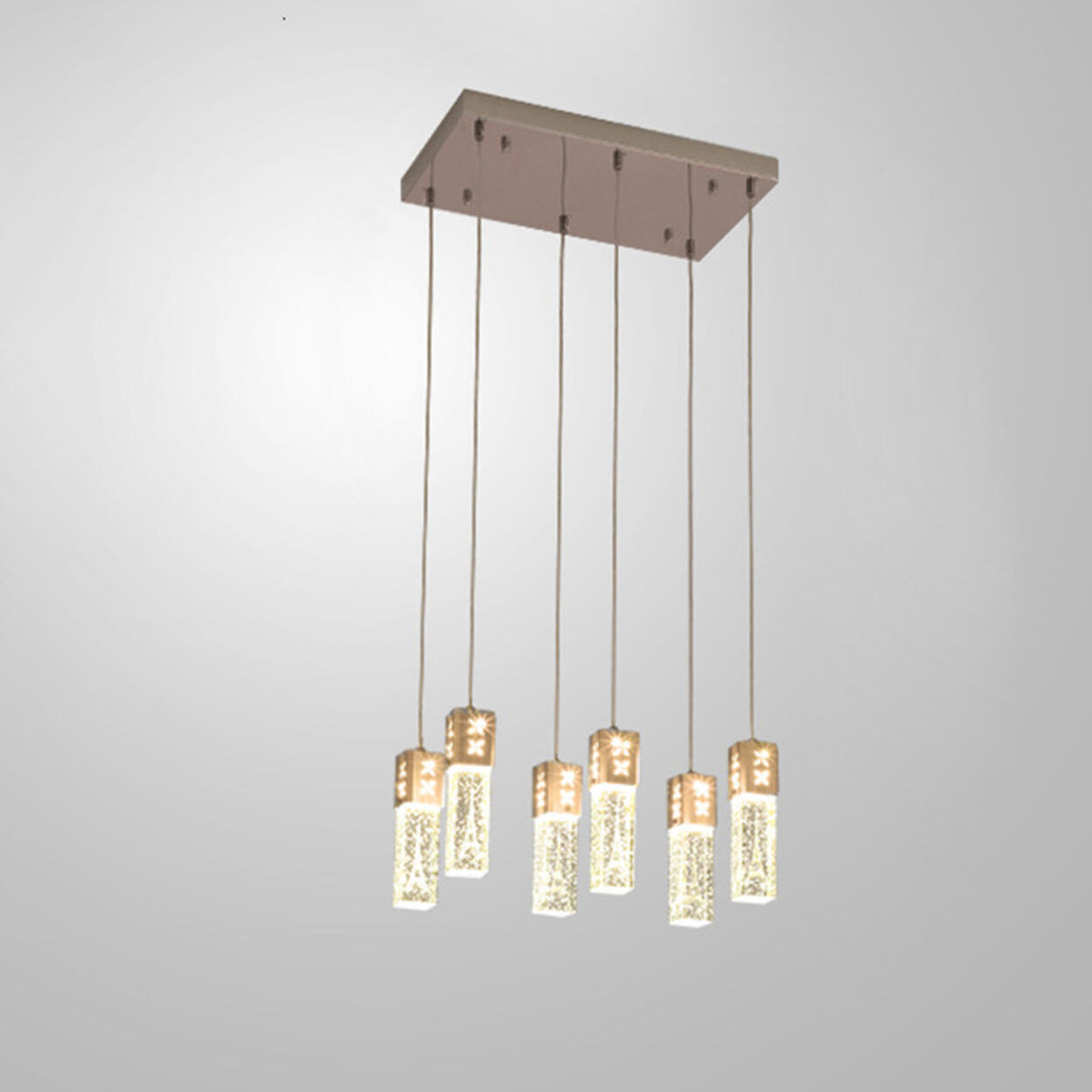 Modern Rectangular Bubble Glass Island Ceiling Light Image - 20