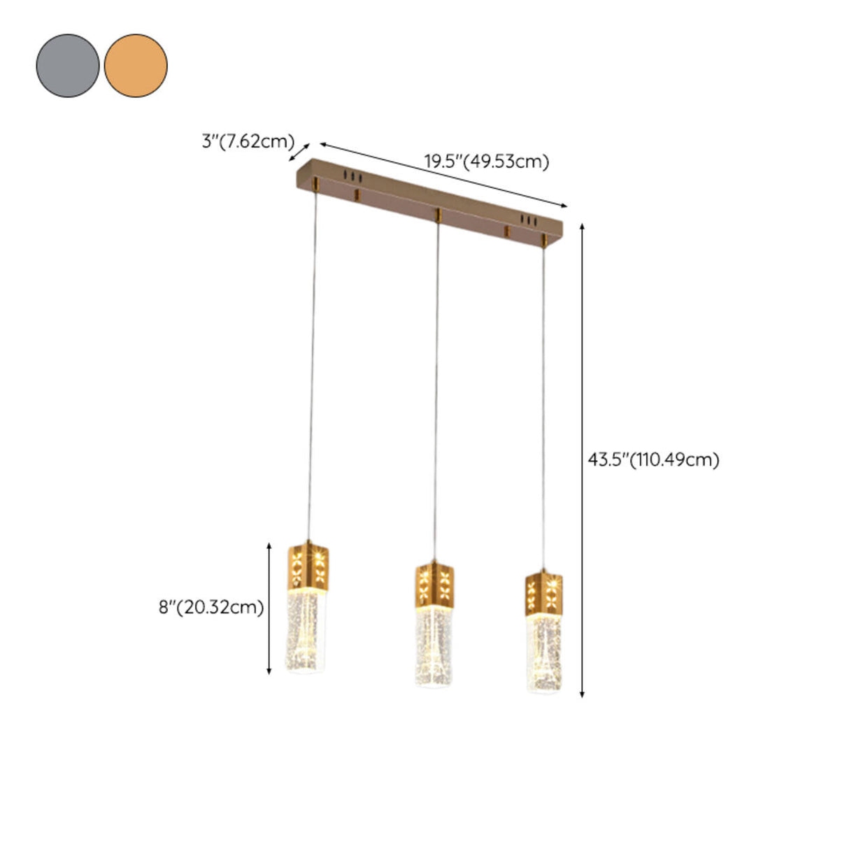 Modern Rectangular Bubble Glass Island Ceiling Light 