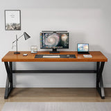 Modern Rectangular Butcher Block Wood Sled Writing Desk Image - 4