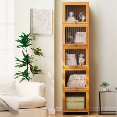 Modern Rectangular Closed Back Wood Organizer Bookcase Image - 1