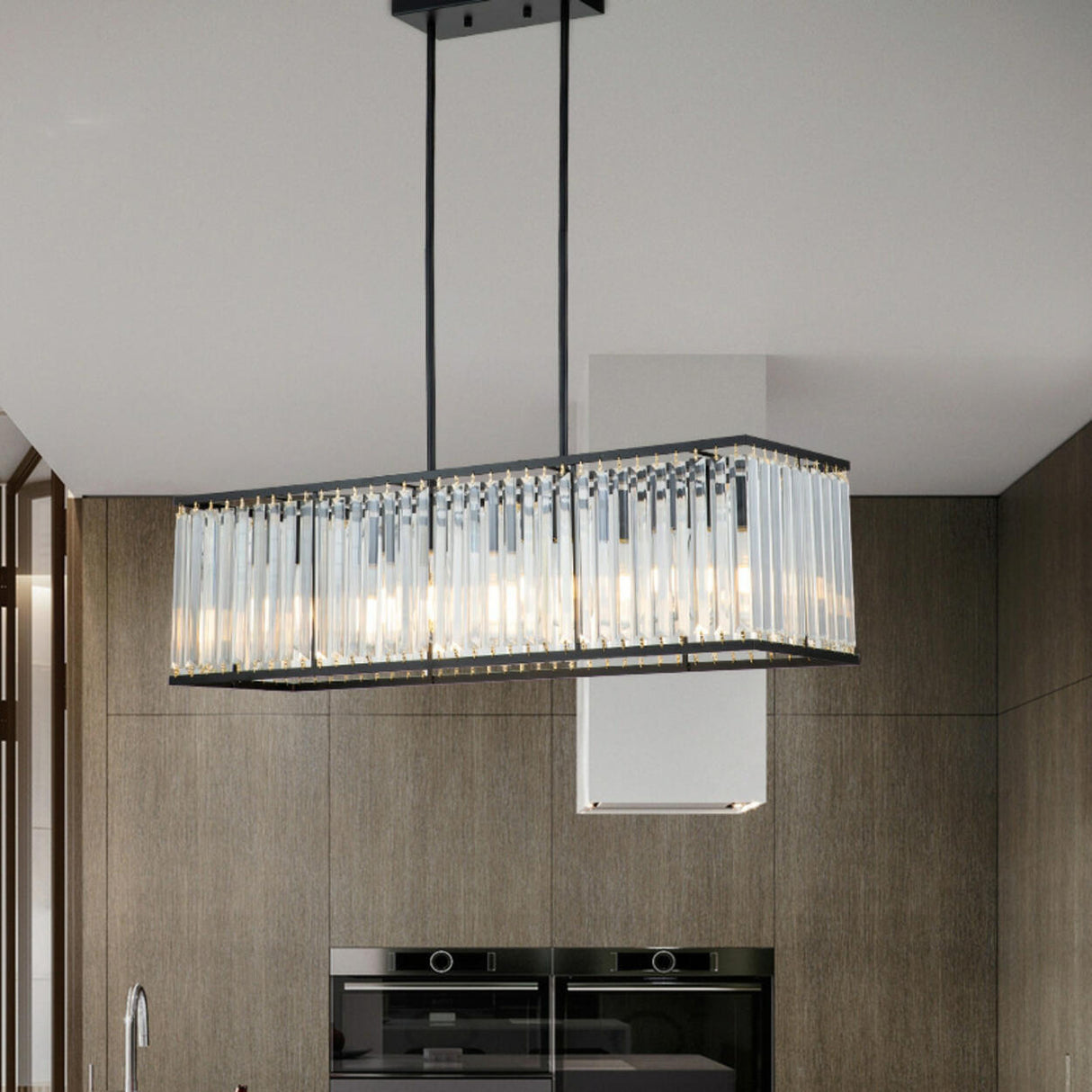 Modern Rectangular Crystal Island Chandelier Light Image - 1