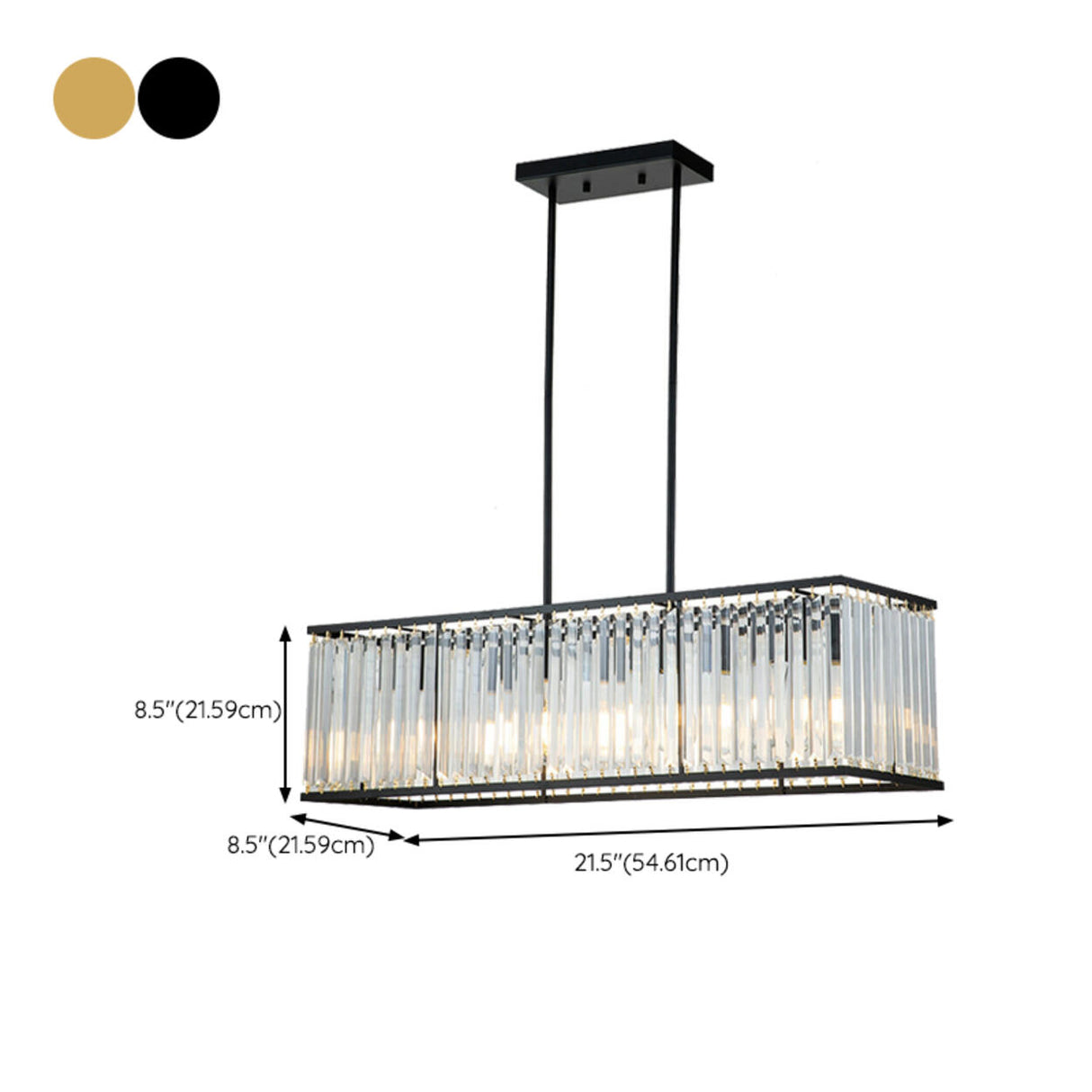 Modern Rectangular Crystal Island Chandelier Light 