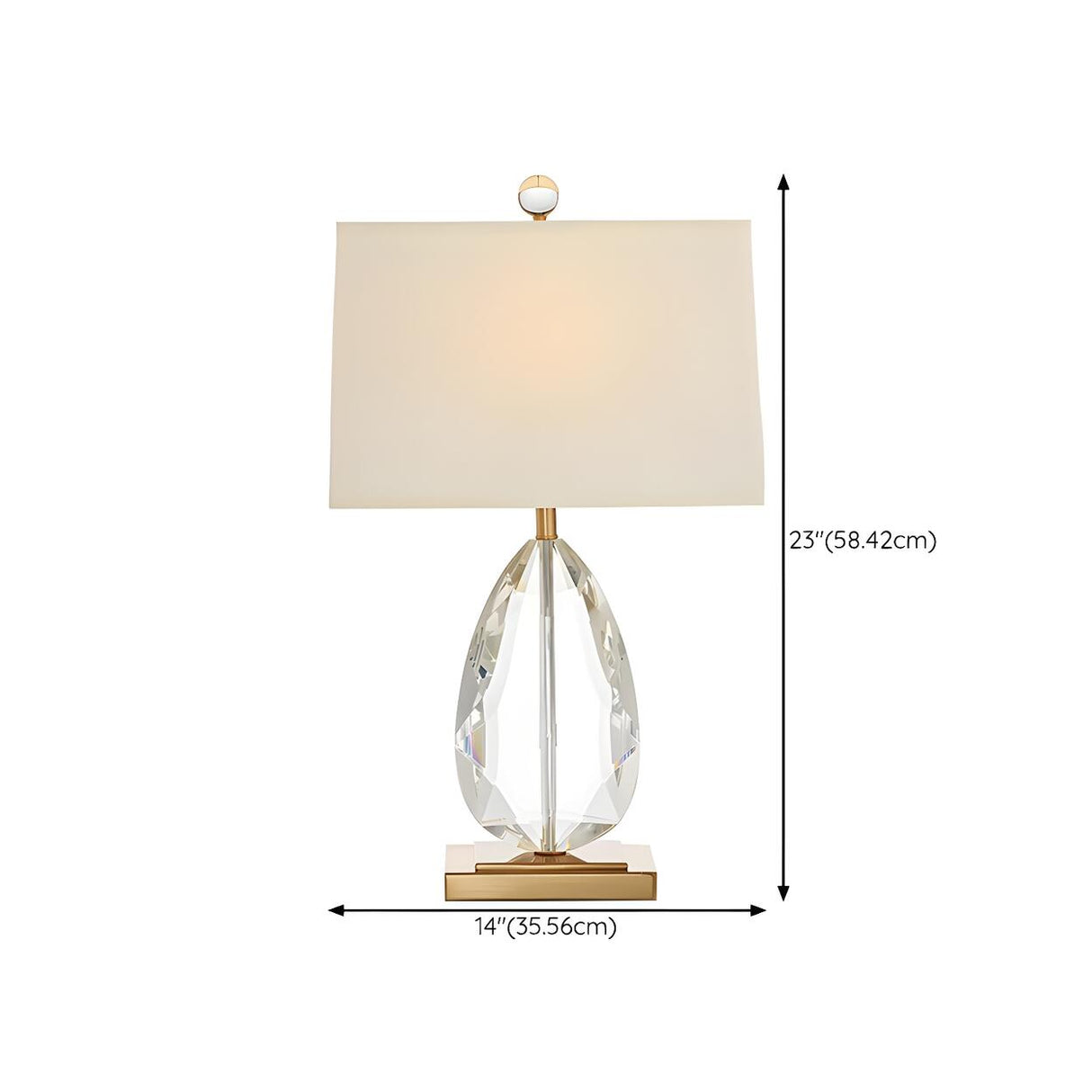 Modern Rectangular Fabric Shade Crystal Base Table Lamp 