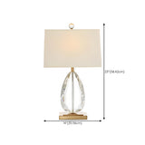 Modern Rectangular Fabric Shade Crystal Base Table Lamp #size