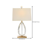 Modern Rectangular Fabric Shade Crystal Base Table Lamp Image - 12