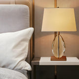 Modern Rectangular Fabric Shade Crystal Base Table Lamp Image - 2