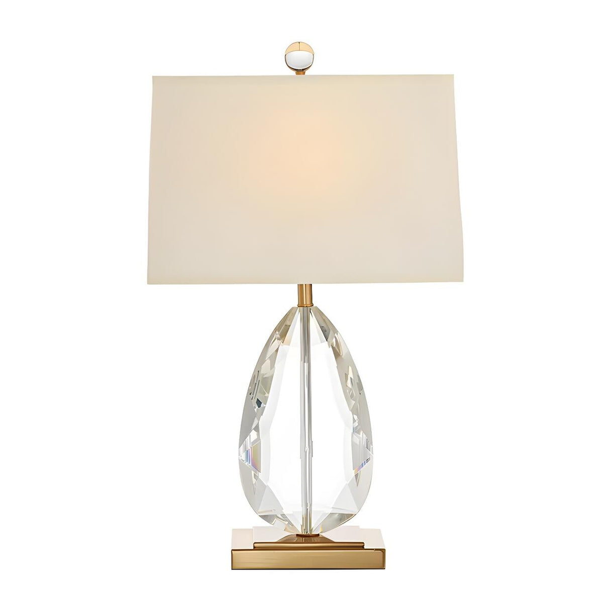 Modern Rectangular Fabric Shade Crystal Base Table Lamp Image - 5