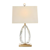 Modern Rectangular Fabric Shade Crystal Base Table Lamp Image - 5