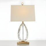 Modern Rectangular Fabric Shade Crystal Base Table Lamp Image - 8