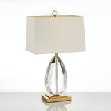 Modern Rectangular Fabric Shade Crystal Base Table Lamp Image - 9