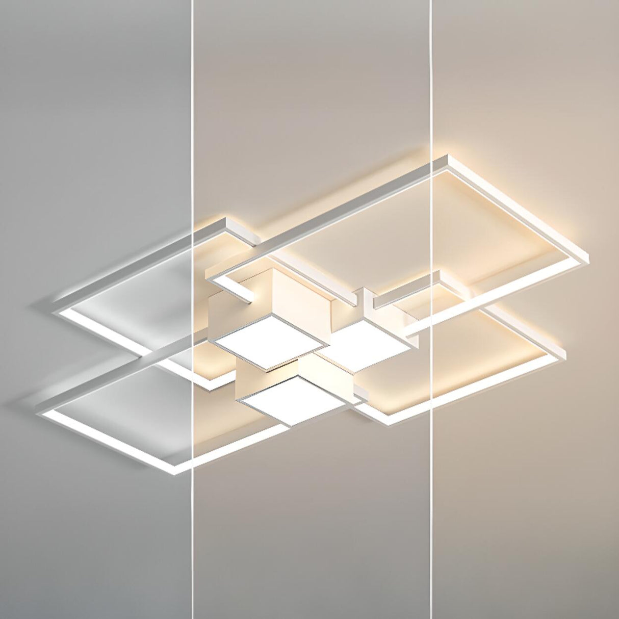 Modern Rectangular Flush Mount Light Living Room Image - 16