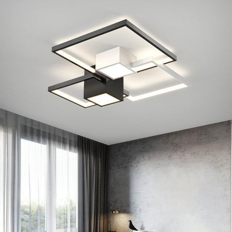 Modern Rectangular Flush Mount Light Living Room Image - 2