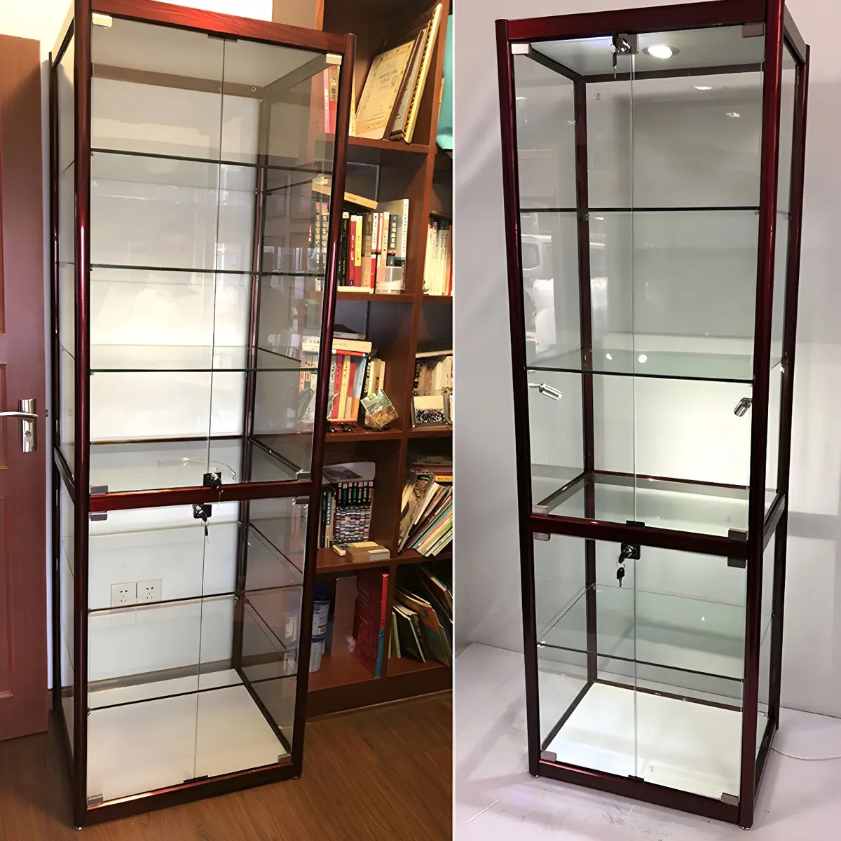 Modern Rectangular Glass Glass Curio Display Cabinet Image - 4