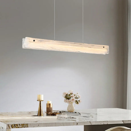 Modern White Rectangular Glass Island Pendant Light Image - 1