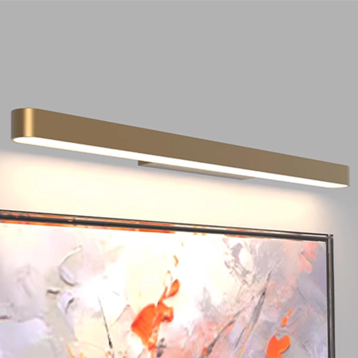 Modern Rectangular Gold Bathroom Vanity LED Light Image - 12