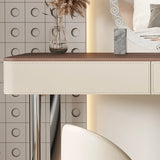 Modern Rectangular Leather Bedroom Off-White Mirror Vanity Image - 8