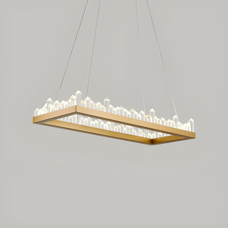 Modern Rectangular LED Crystal Pendant Chandelier Image - 2