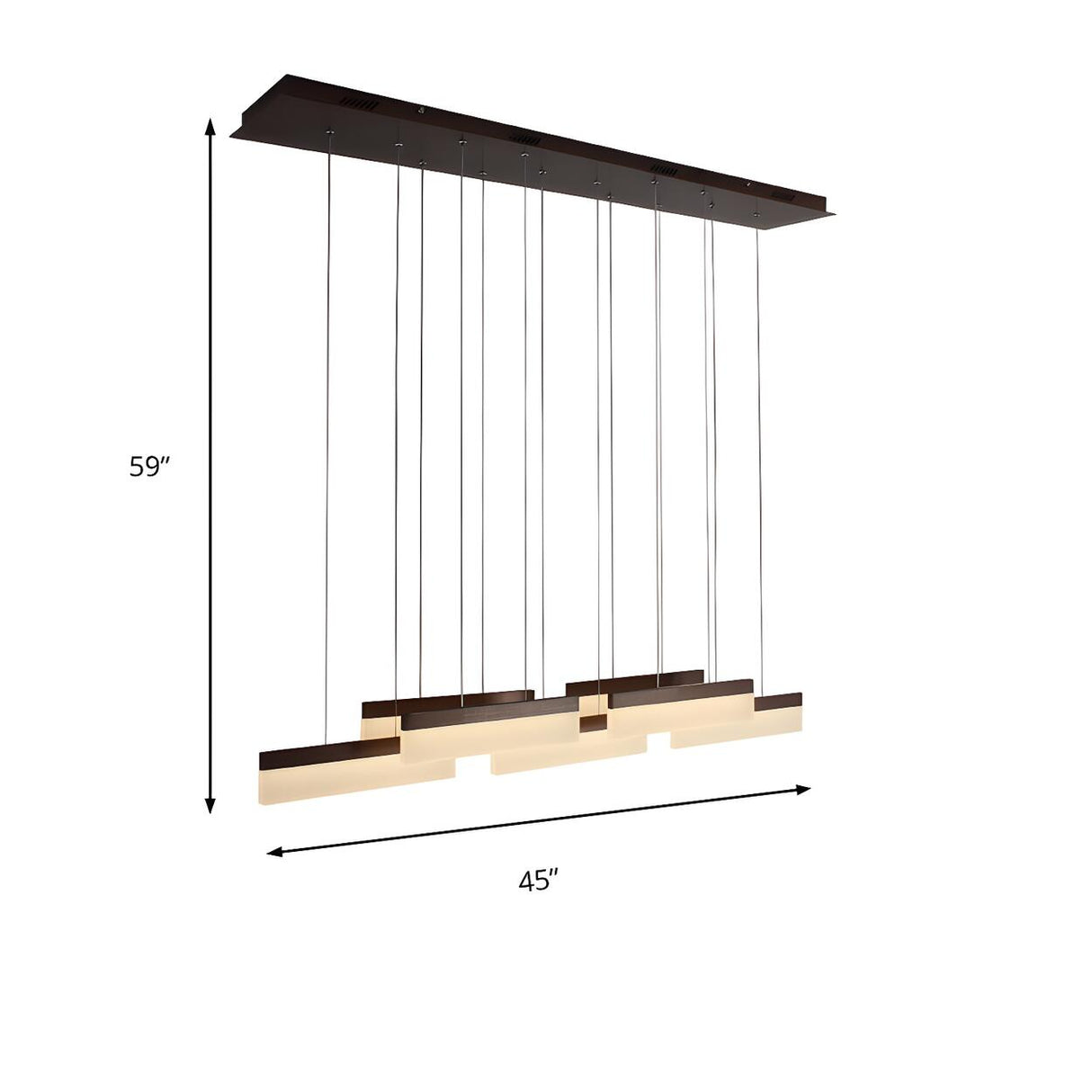 Modern Rectangular LED Linear Island Dining Room Chandelier 