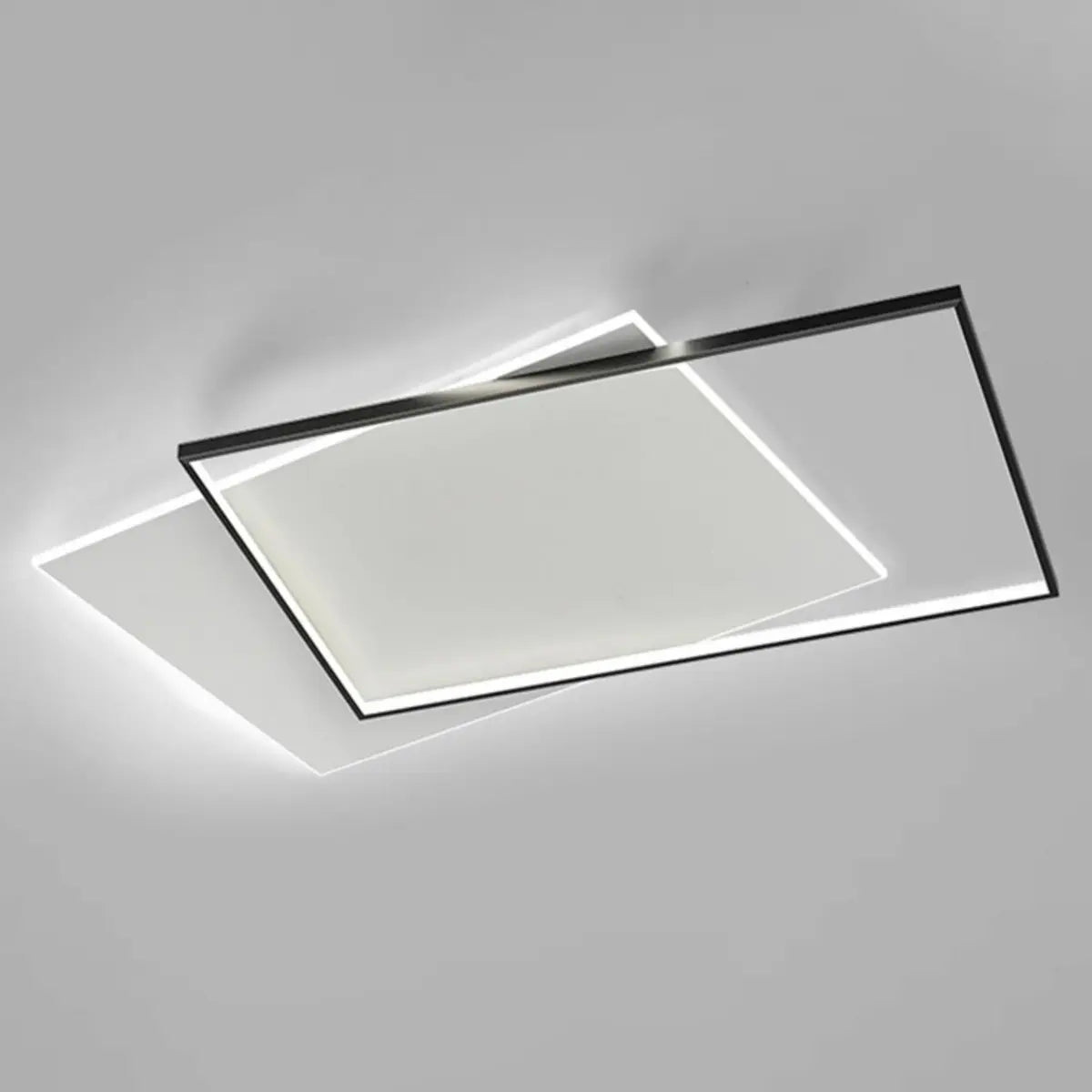 Minimalist Black Rectangular LED Flush Mount Fixture Image - 12