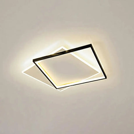 Minimalist Black Rectangular LED Flush Mount Fixture Image - 2