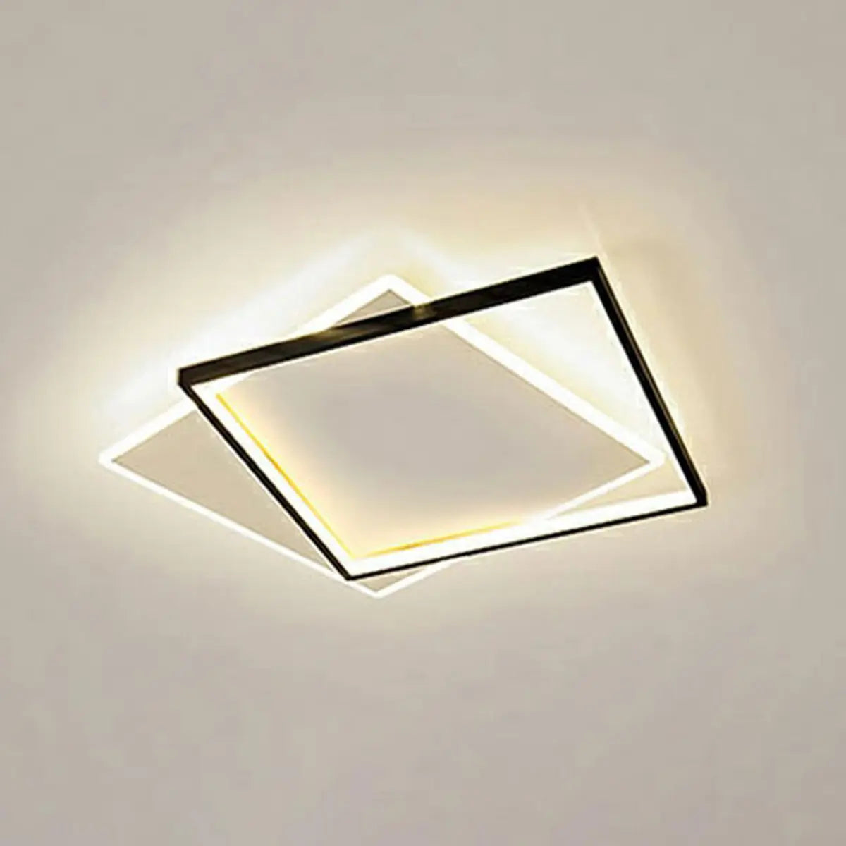 Minimalist Black Rectangular LED Flush Mount Fixture Image - 3