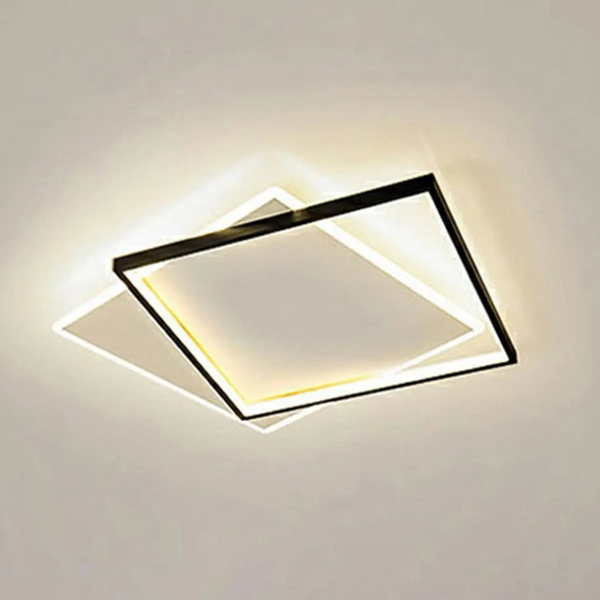 Minimalist Black Rectangular LED Flush Mount Fixture Image - 5