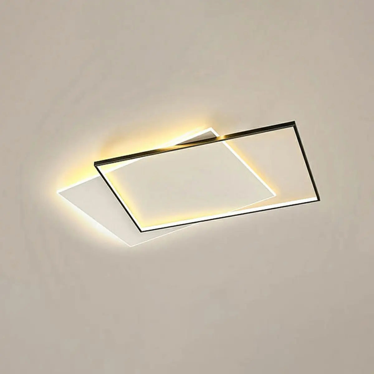 Minimalist Black Rectangular LED Flush Mount Fixture Image - 7