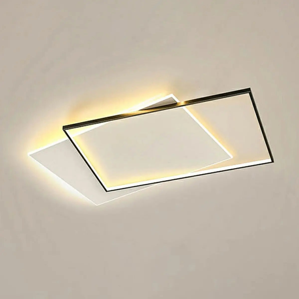 Minimalist Black Rectangular LED Flush Mount Fixture Image - 9