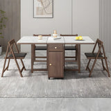 Modern Rectangular Marble Dining Table White Extendable Image - 2